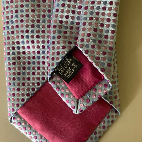 DUCHAMP Blue Navy & Purple Polka Dot Silk Tie