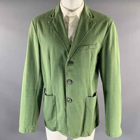 BARENA Size XL Green Cotton Notch Lapel Jacket