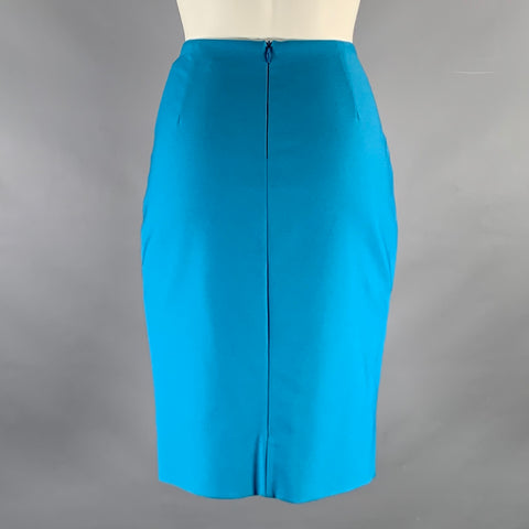 L'AGENCE Size 6 Blue Polyester Spandex Pencil Below Knee Skirt
