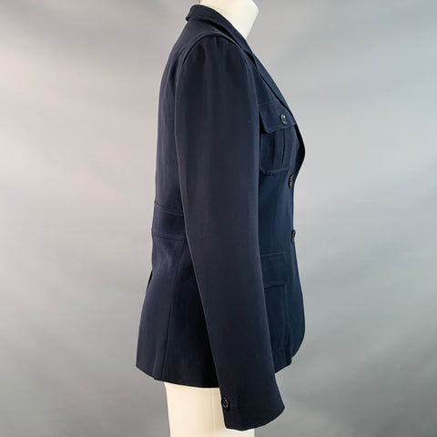 MAX MARA Size 6 Navy Triacetate Blend Notch Lapel Jacket Blazer