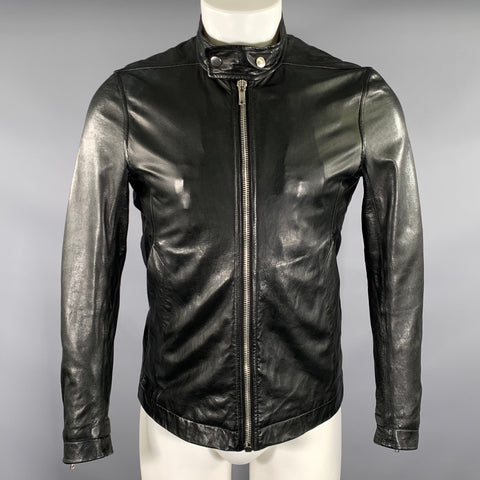 RICK OWENS Size 40 Black Leather Biker Zip Up Jacket