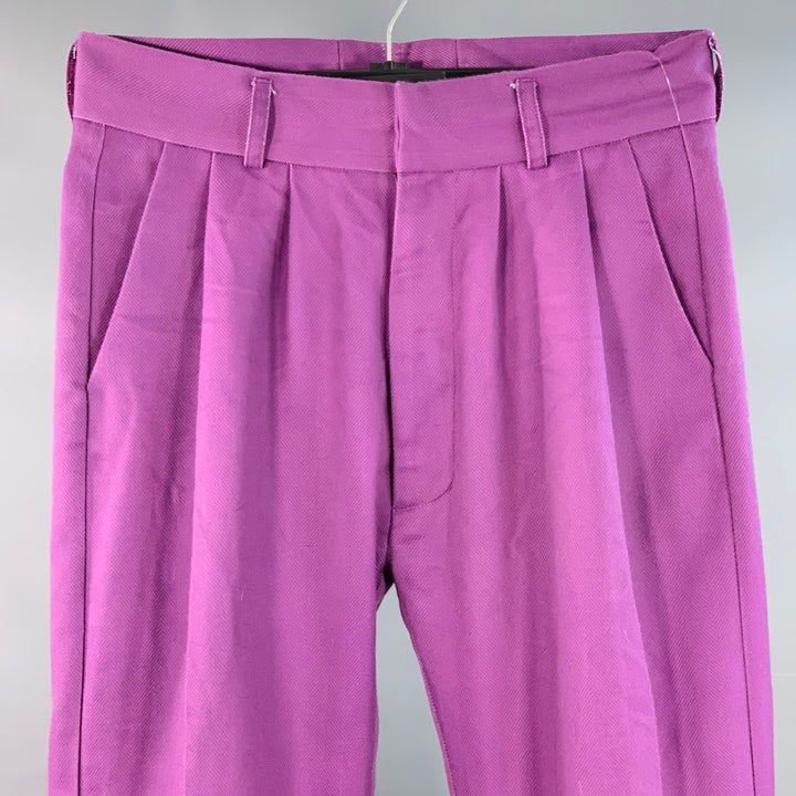 LABRUM Size 32 Purple Polyester Herringbone Pleated Dress Pants