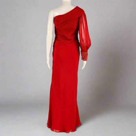 MONIQUE LHUILLIER Taille M Robe rouge à une épaule