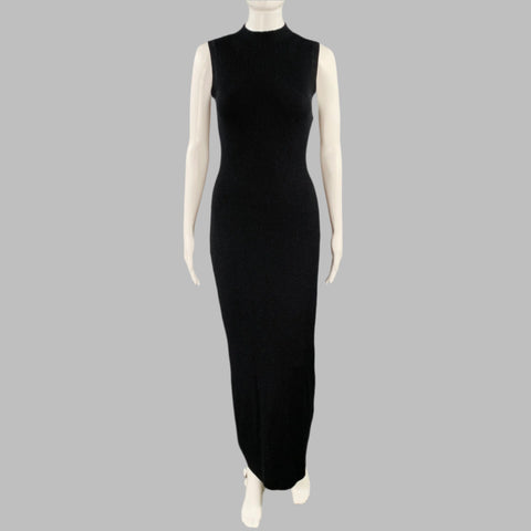 ENZA COSTA Size XS Black Viscose Blend Ribbed Sleeveless Dress