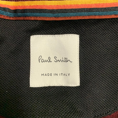 PAUL SMITH Size L Burgundy Multi Color Cotton Contrast Trim Polo