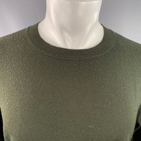 ODIN Size M Forest Green Knit Cashwool Faux Suede Crew Neck Pullover