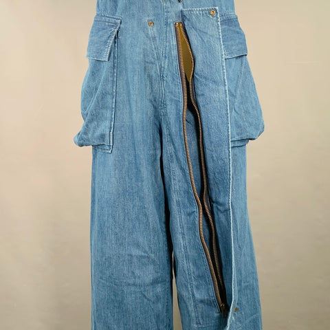 KAPITAL Size M Indigo Wash Cotton Drawstring Waistband Casual Pants