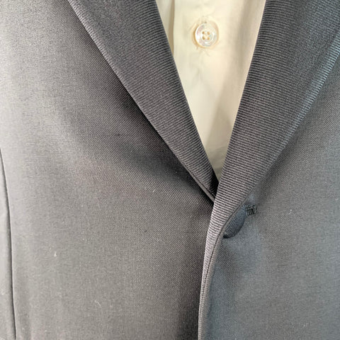 ISAIA Size 42 Regular Black Wool Satin Peak Lapel Tuxedo