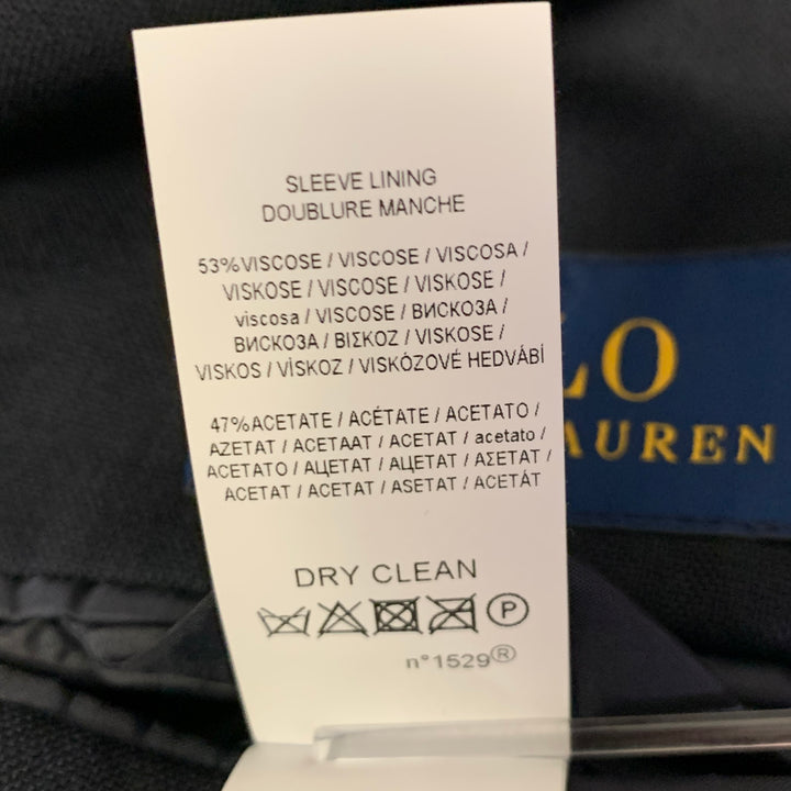POLO Size 40 Navy Solid Wool Notch Lapel Sport Coat