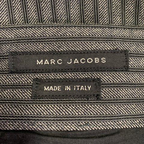 MARC JACOBS Size 34 Black Grey Stripe Virgin Wool Straight Dress Pants