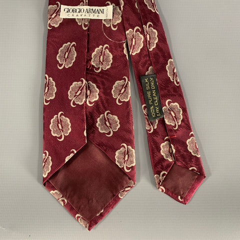 GIORGIO ARMANI Burgundy Silver Jacquard Silk Tie
