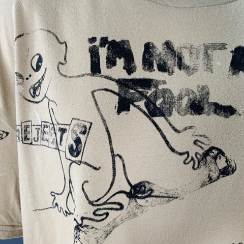 R13 Size M Stamp Khaki Black Cotton Punk Short Sleeve T-shirt