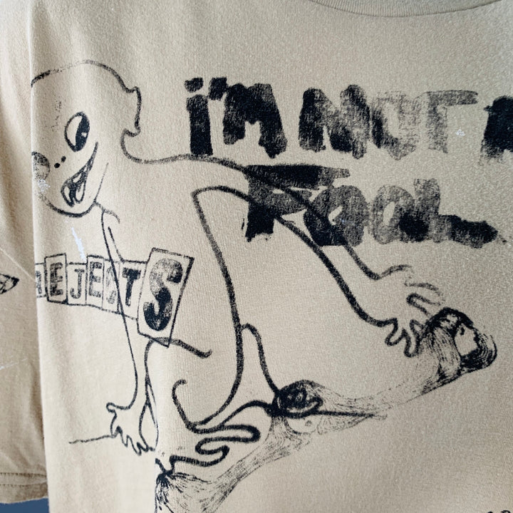 R13 Size M Stamp Khaki Black Cotton Punk Short Sleeve T-shirt
