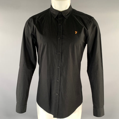 FARAH Size M Black Gold Cotton Button Up Long Sleeve Shirt