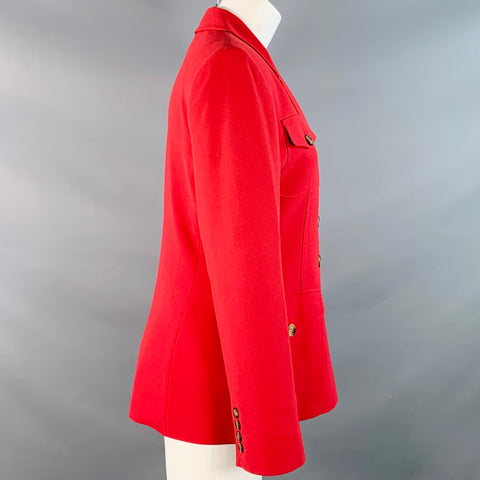 EVAN PICONE Size 6 Red Triacetate Blend Peak Lapel Jacket Blazer