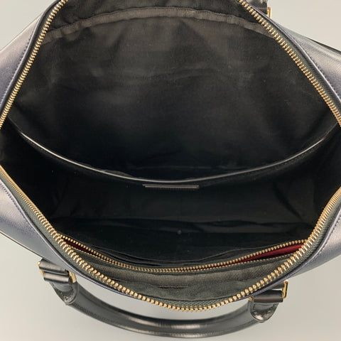 PAUL SMITH Navy & Black Leather Shoulder Strap Briefcase Bag