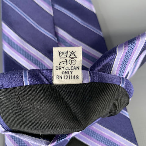 VALENTINO Indigo Purple Mixed Pattern Silk Tie