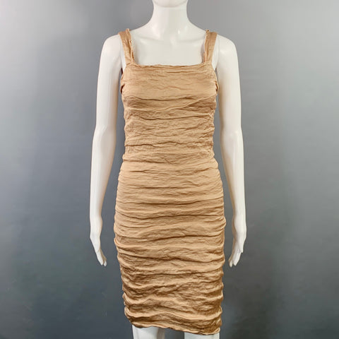 LANVIN Summer 2011 Size 4 Tan Silk Blend Raw Edge Sleeveless Cocktail Dress