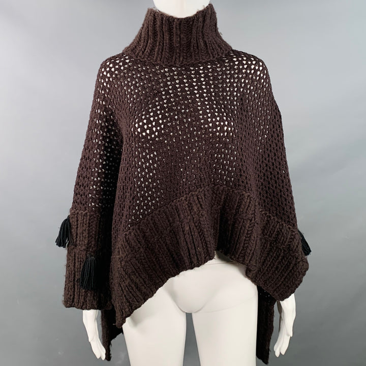 JOHN GALLIANO Size M Brown Wool Blend Turtleneck Chunky Knit Sweater