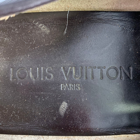 LOUIS VUITTON Size 9.5 Black Leather Slip On Loafers