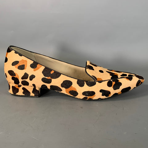 COLE HAAN Size 11 Tan Black Calf Hair Ocelot Print Pointed Toe Flats