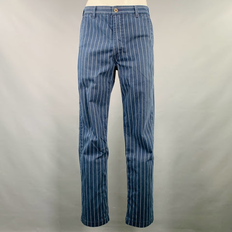 LEVI STRAUSS Size 36 Navy White Pinstripe Cotton Blend Flat Front Casual Pants
