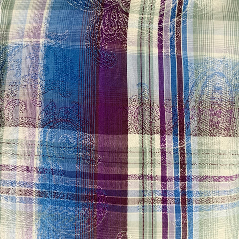 ETRO Size M Blue Purple Plaid Cotton Button Up Long Sleeve Shirt