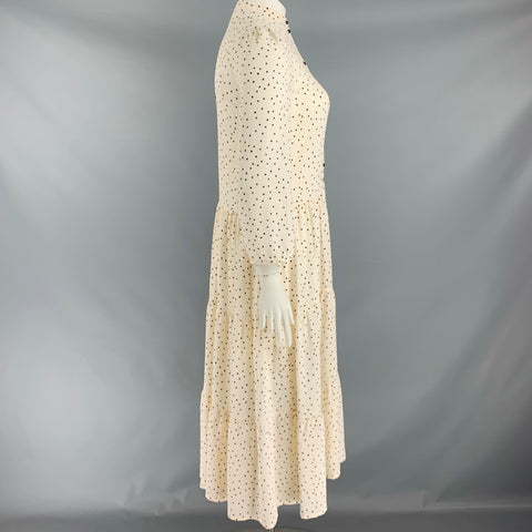 BAUM UND PFERDGARTEN Taille L Robe trapèze en mélange de polyester beige noir à pois