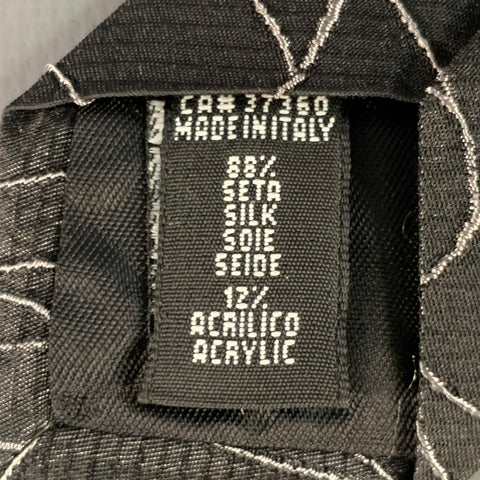 EMPORIO ARMANI Black Grey Textured Silk Blend Skinny Tie