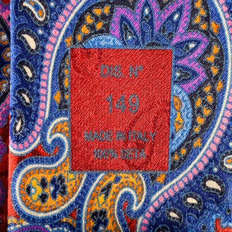 ERMENEGILDO ZEGNA Red Multi Color Paisley Silk Satin Tie