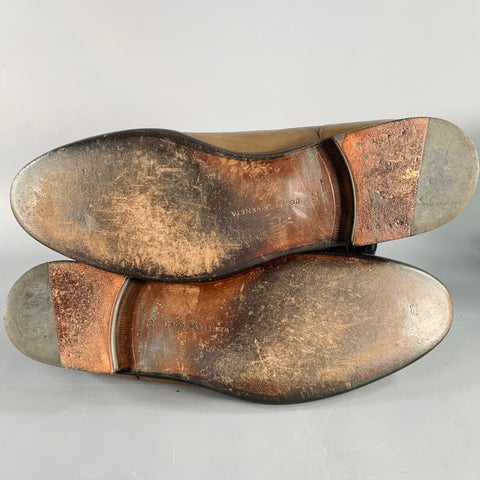 BOTTEGA VENETA Size 11 Brown Perforated Leather Loafers