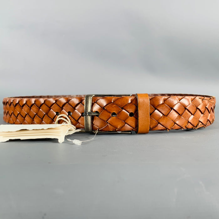 BRUNELLO CUCINELLI Size 42 Brown Cognac Woven Leather Belt