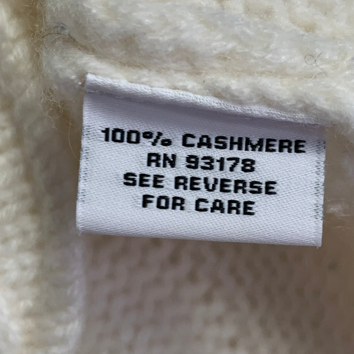 THE CASHMERE PROJECT Size S Cream Cashmere Geometric Crew Neck Sweater