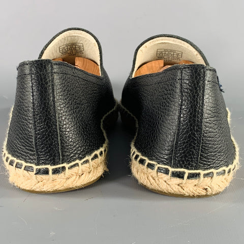 SOLUDOS Size 9.5 Black Beige Leather Espadrille Loafers