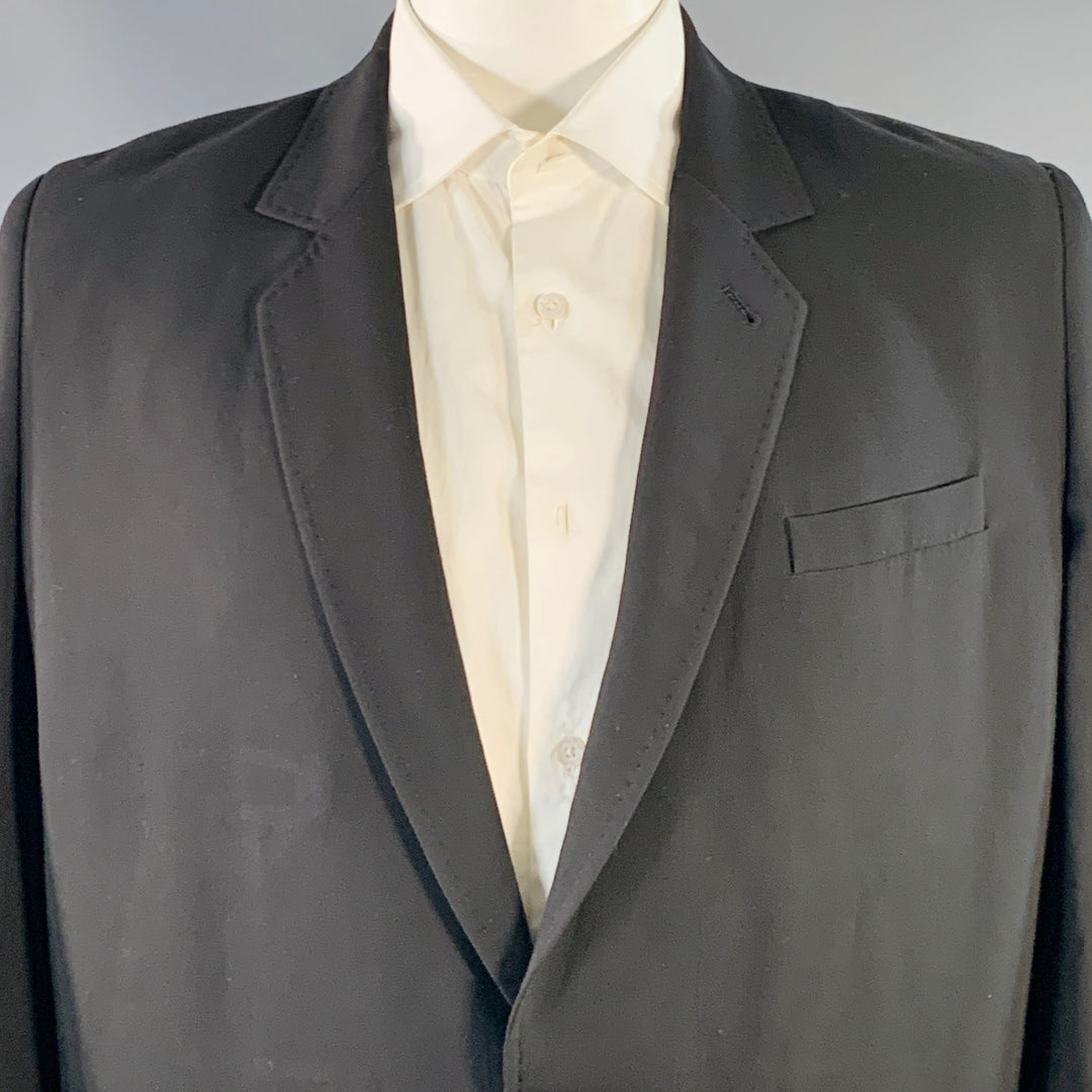 ANN DEMEULEMEESTER Size 44 Black Twill Viscose Virgin Wool Sport Coat