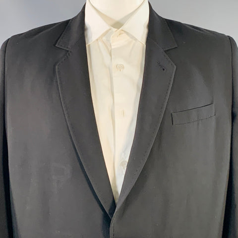 ANN DEMEULEMEESTER Size 44 Black Twill Viscose Virgin Wool Sport Coat