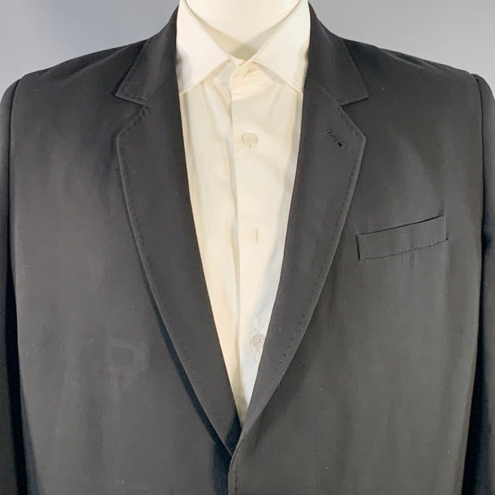 ANN DEMEULEMEESTER Size 44 Black Twill Viscose Virgin Wool Sport Coat