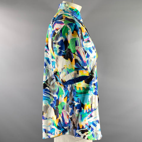 ROBERT GRAHAM Size XXL Blue Abstract Short Sleeve Shirt