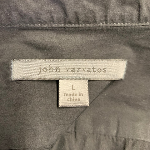 JOHN VARVATOS Size L Black Cotton Roll Tabs One Pocket Long Sleeve Shirt