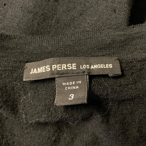 JAMES PERSE Size L Black Knit Linen Polyester Henley T-shirt