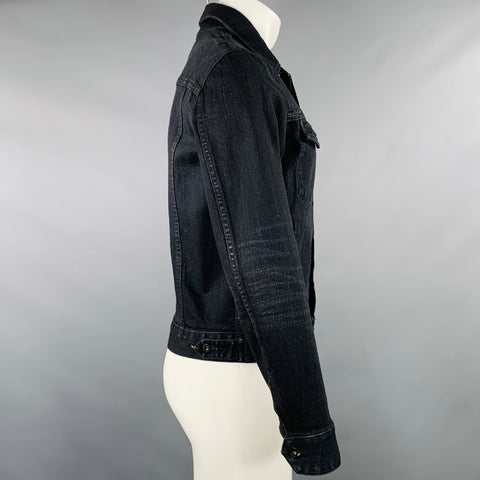 RAG & BONE Size XS Black Cotton Polyurethane Trucker Jacket