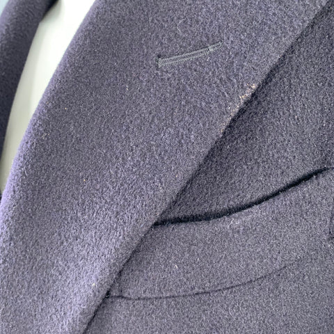 RALPH LAUREN Size 38 Navy Cashmere Double Breasted Peak Lapel Coat