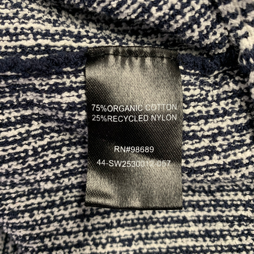 TODD SNYDER Size L Black White Stripe Cotton Blend Open Collar Polo