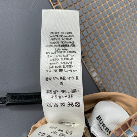 BURBERRY LONDON Size M Cindy Gem Silver Nude Checkered Polyamide Blend Gloves