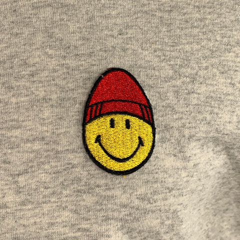 AMI by ALEXANDRE MATTIUSSI x SMILEY Size S Grey Heather Smiley Face Patch T-shirt