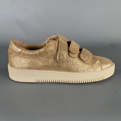 BOBBIES Size 8 Gold Champagne Glitter 3 Hook & Loop Sneakers
