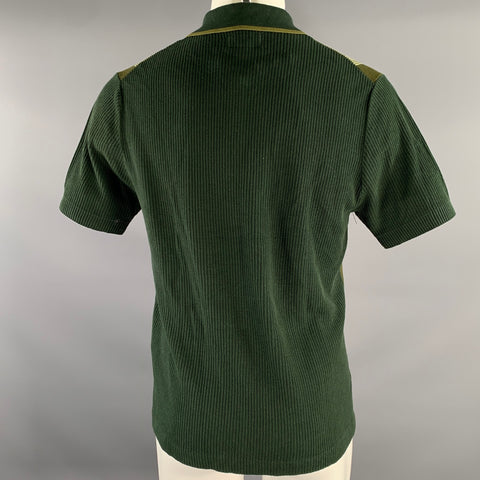 BEAMS Size M Green Olive Mixed Patterns Cotton Spread Collar Polo