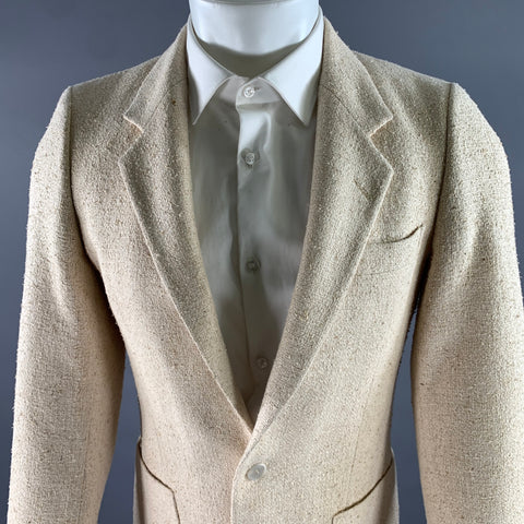 YVES SAINT LAURENT Size 38 Cream Tweed Wool Blend Sport Coat
