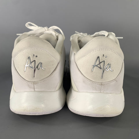 NIKE Size 15.5 White Silver Mixed Patterns Canvas Basketball Sneakers