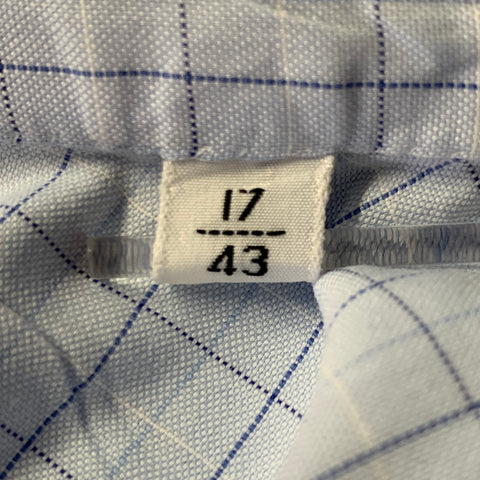 KITON Size L Light Blue Windowpane Cotton French Cuff Long Sleeve Shirt